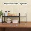 2Pack 16.5-27’’L Expandable Cabinet Countertop Shelf Organizer, Stackable Metal Shelves, Kitchen Organizers and Storage, Black Storage Spice Rack for Pantry and Cupboard