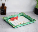 Funerom Vintage 11 x 9.5 inch Decorative Mirror, Wall Mounted & Tabletop Makeup Mirror ，Square (Light Green)