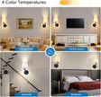 Rechargeable Wall Sconces Set of 2, Black Cordless Battery Operated Sconce with Dimmable LED Bulb and Remote, 13 Colors Wall Lights for Bedroom Living Room Hallway