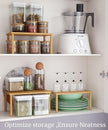 Cabinet Organizer Shelf(Set of 3),Bamboo Kitchen Counter Shelves for Countertop and Cabinet,Stackable Shelf Spice Racks,Medium(Natural)