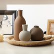 Ceramic Vase Set of 3, Vases Home Decor Rustic Farmhouse Decorative Vase Pottery Vases for Bouquet Pampas Grass Dried Fresh Flowers, Table Living Room Kitchen Bedroom Bathroom - Brown