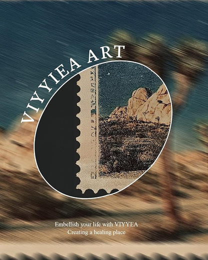 VIYYIEA Gold Framed Art Prints,12x16Inch, Desert Joshua Tree Vintage Art Painting, Southwest Travel Stamp Decor for Living Room Shelf, National Park Canvas Picture