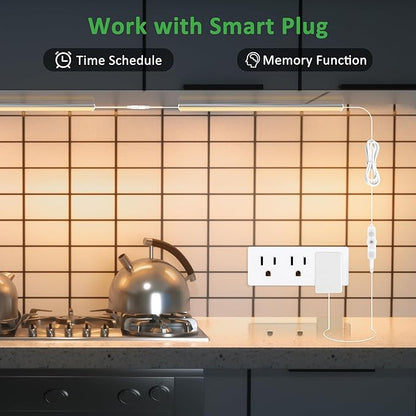 maylit Under Cabinet Lights Plug in, 3 Pcs 12 Inch Ultra Thin Under Cabinet Lighting, Super Bright Warm White Under Counter Lights for Kitchen, Dimmable Light for Cabinet, Counter, Workbench, Desk