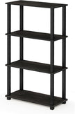 Furinno TURN-S-TUBE Storage Shelves, 4-Tier Book Shelf, Corner Shelf, Toolless Open Shelves, for Organization and Storage, Living Room, Garage, Home Office, Espresso