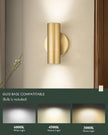 Wall Sconces Set of Two, 2-Light Brass Wall Sconce, Indoor Up and Down Wall Lamp, Wall Light for Bedroom Bathroom Stair Hallway, WL4830-2W-BB-2pk