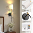 DORESshop Battery Operated Wall Sconce Set of 2, Wireless Wall Light Easy to Install, 7 Color Rechargeable Wall Sconces, Sconce Wall Decor Set of 2 for Bedroom, Living Room, Gold and Black, 24.3in