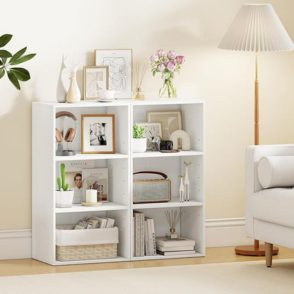 Giantex 2 Pieces 3 Shelf Bookcase, Book Shelves Open Cube Storage Cabinet Multi-Functional Home Office Bedroom Furniture Display Bookcases, White