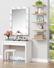 White and Natural Tiered Wall Shelf Unit, 5 Tier Display Floating Shelves, Deep Hanging Wall Shelving Unit for Living Room Plants TV, Bedroom Books, Office Décor (White and Natural Wood)