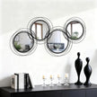 Round Decorative Wall Mirror, Black 4 Pcs Circle Modern Mirror Wall Art Ring Metal Mirrors Wall Mounted for Living Room Bedroom Entryway Dining Room Hallway 16x32 Inch