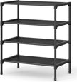 SONGMICS Shoe Rack, 4-Tier Shoe Storage Organizer, Space-Saving, 11.7 x 16.5 x 26 Inches, Entryway, Metal Frame, Non-Woven Fabric Shelves, Ink Black ULSH014BH01
