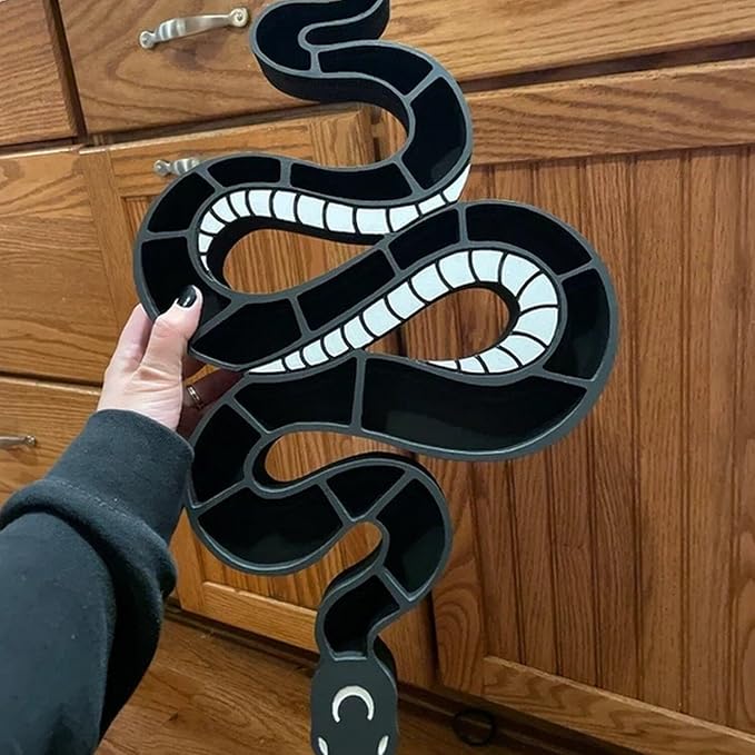 Wooden Floating Shelf Snake Design Unique Room Decor Crystal & Rock Display Shelf, Floating Wall Shelves with Snake Design for Rocks, Crystals, Oils, Stones, Plants(18.9"x10.26")