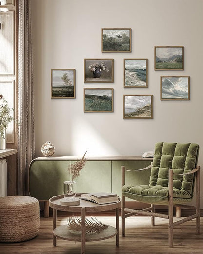 InSimSea Framed Canvas Wall Art Vintage Decor, Home Decor Danish Coastal Landscape in Stormy Weather Classical Paintings, Coastal Wall Art for Living Room Bedroom Office Decor, 8"x10"