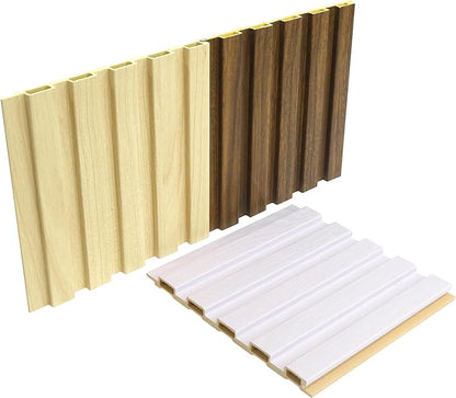 3 Packs Sample 6 x 5.9in Slat Wood Wall Paneling, WPC Wainscoting Panels for Interior Wall Decoration Living Room Bedroom, Accent Wall Panels