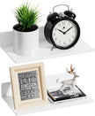 Small Adhesive Wall Shelves Set of 2, White Floating Shelves for Wall 8 Inch, Metal Display Shelf for Living Room, Bderoom, Kitchen, Bathroom, Office Decor