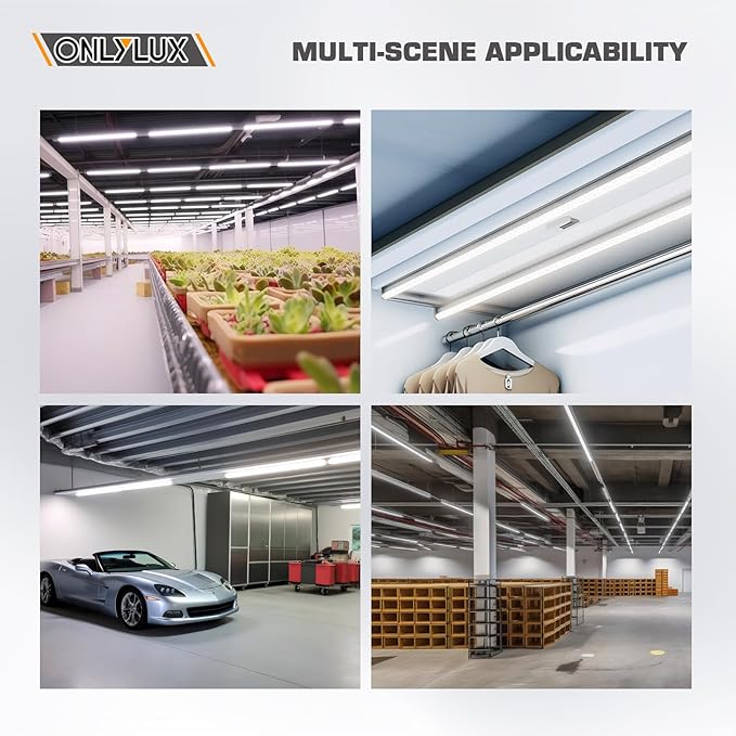 LED Shop Lights, LED Tube Light 25W 6000K, Garage Lighting, Super Bright, Under Cabinet Lighting, Linkable with Plug Shop Lights for Garage Workbench Workshop Basement (2 Pack)