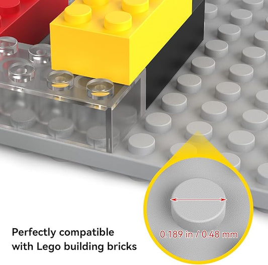 BlissBox 12-Pack Floating Display Shelves for Wall Compatible with Lego Building Bricks, 5 × 5.5 Inch Dual-Sided 16 × 17 Studs for Brick Storage and Display, ABS Display Shelf for Room Decor, Gray