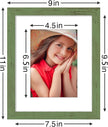 Vittanly 8x10 Picture Frames Set of 9, Shatter Resistant Plexiglass, Display 5x7 Pictures with Mat or 8x10 without Mat, Photo Frames for Wall or Tabletop, Engineered Wood, Rustic Green