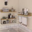 22.5 inches Bathroom Shelves Over Toilet for Wall, Floating Shelves with Storage Basket Paper Holer for Kitchen Living Room, Bedroom & Classroom, Set of 3 (Nature Wood)