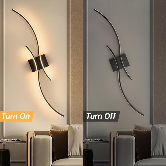 CANEOE Modern Led Wall Light, 39inch Black Indoor Led Wall Sconce Lighting, Bathroom Vanity Light Fixtures Over Mirror for Living Room Hallway Bedroom Bedside Wall Lamp (Warm White, 3000K)