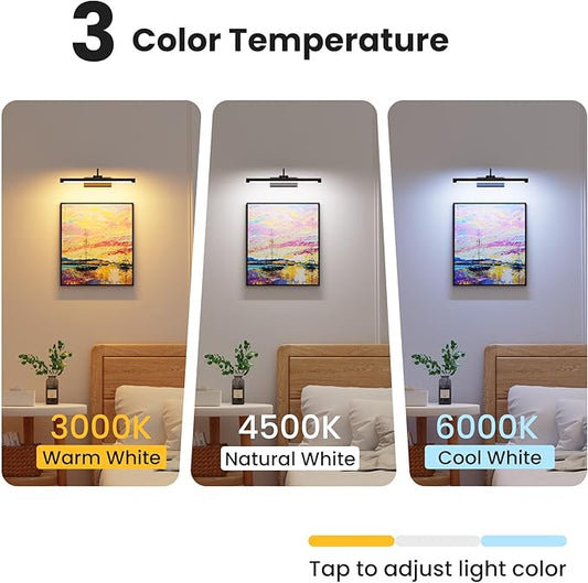2 Pack Picture Lights for Wall 6000mAh - 16" Black Cordless Battery Powered Wall Mount Sconce with Dimmable Remote for Gallery Wall & Art Decor