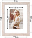 Vittanly 8x10 Picture Frames Set of 9, Shatter Resistant Plexiglass, Display 5x7 Pictures with Mat or 8x10 without Mat, Photo Frames for Wall or Tabletop, Engineered Wood, Rustic Pink