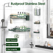 Shower Caddy Adhesive Shower Organizer 7-Pack, Rustproof Stainless Steel Bathroom Shelves, Large Capacity No-Drill Rack Storage Accessories with Soap Dish Toothbrush Holder Hooks