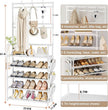 OYREL Shoe Rack 5 Tier Shoe Organizer Storage 15-20 Pairs Shoes Rack for Closet Entrance Shoe Rack Organizer with Hooks and Side Pocket Entryway Shoe Holder Space Saving Free Standing Shoe Racks