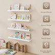 Fun Memories 28 Inch Scalloped Floating Shelf, White Picture Ledge for Wall, Set of 4, Nursery Book Shelves for Baby Room, Kids Rooms, Bedroom