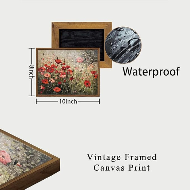 OIQArtOIQ Vintage Landscape Canvas Wall Art Framed Natural Scenery Painting Artwork Prints France Country Wilderness Farmhouse Decor Pictures Kitchen Bedroom Living Room Bathroom