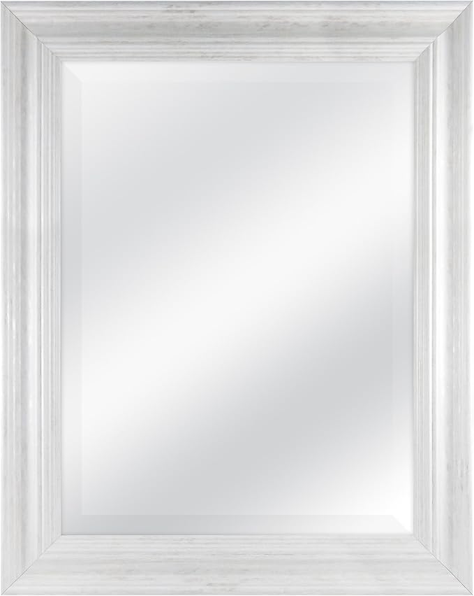 MCS 18 by 24 inch Scoop Mirror, 23.5 by 29.5 inch Outside Dimension, White Wash Finish 20547
