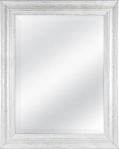 MCS 18 by 24 inch Scoop Mirror, 23.5 by 29.5 inch Outside Dimension, White Wash Finish 20547