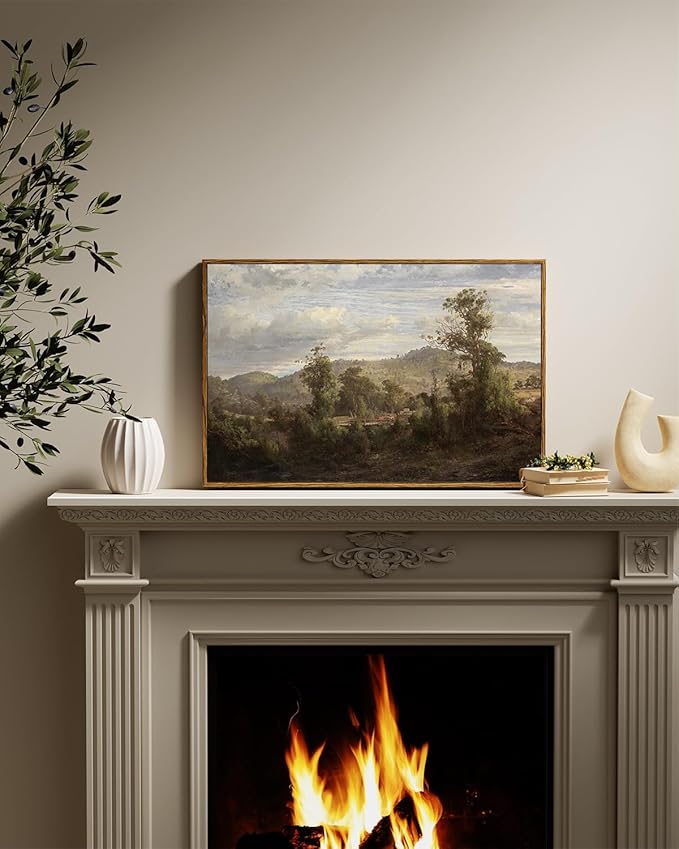 InSimSea Framed Canvas Wall Art Vintage Decor, Nature Landscape Paintings Artwork,Large Prints,Vintage Farmhouse Decor,Retro Wall Decoration for Bedroom Living Room Bathroom, 16
