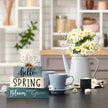 Amyhill Hello Spring Decoration Easter Home Decoration Daisy Table Wooden Sign Spring Easter Centerpiece Pastel Wooden Block for Farmhouse Shelf Office Tabletop Decor