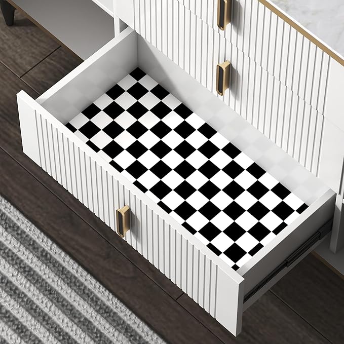 Modern Peel and Stick Wallpaper Black and White Mosaic Checkered Contact Paper 17.7