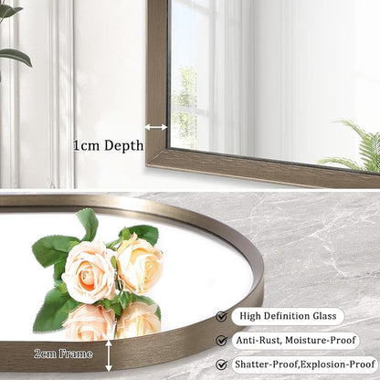 Arched Mirror Bathroom Wall Mirror 16"x12" Brushed Metal Vanity Wall Mounted Mirror for LivingRoom Bedroom Entryway Room Home Decor