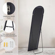 DUMOS Arched Full Length Mirror with Stand Floor Standing Aluminum Frame for Bedroom Body Hanging Leaning Modern Simple Home Decor Shatter-Proorf Nano Glass Wall Cloakroom Natural Black 59