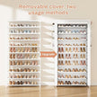 VTRIN Tall Shoe Rack with Cover, 10 Tier Shoe Organizer Storage for 50-55 Pairs Shoes and Boots Large Capacity Shoe Shelf with 8 Pockets Free Standing Shoe Rack for Closet, Entryway, Garage, White