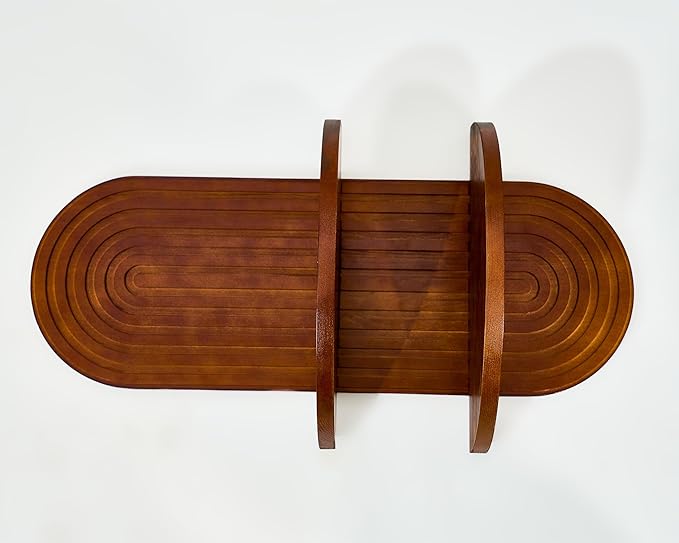 kendan Modern Wall Shelf with Arched Wood Design Mid-Century Double Floating Rainbow Shelves for Indoor Decoration Holding Planter Ornaments. (1, Oval)