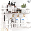 Corner Shower Caddy - 2 Pack, Adhesive Shower Organizers, Rustproof Stainless Steel Shower Shelves with 8 Hooks, No Drilling Bathroom Organizers and Storage Racks, Space-Saving, White, Large
