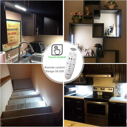LDOPTO Under Cabinet Lights Wireless Battery Operated Lights with Remote Control LED Closet Lights Counter Wall Lights Without Wiring with Remote for Kitchen Shelf Hallway, Multiple Colors 2 Pack