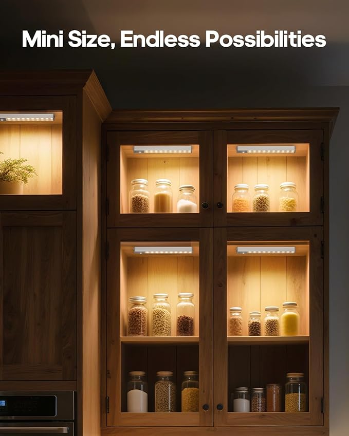 Led Under Cabinet Lights Wireless, 7’’ Rechargeable Motion Sensor Light Indoor, Dimmable Closet Lights for Cabinets, Bookshelf, Stair, Hallway Warm White 3 pcs