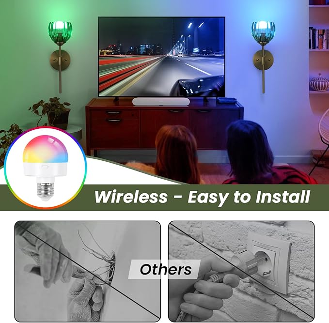 Vintage Battery Operated Wall Sconce Set of Two,Rechargeable Wall Lights with RGB Dimmable Detachable Bulbs and Remote,12 Colors Wireless Wall Lamps for Bedroom Living Room Hallway (Green)