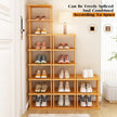 SAN HE Bamboo Shoe Rack 3Tier- Vertical Shoe Rack for Small Spaces, Tall Narrow Shoe Rack Organizer for Closet Entryway Corner Garage and Bedroom,Skinny Shoe Shelf with Free Stackable DIY