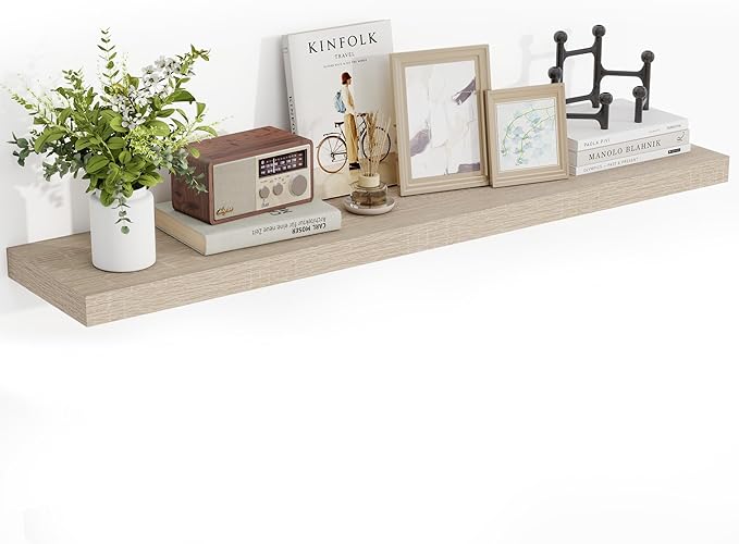 48 Inch Floating Shelves, 3D Textured Wood Grain, 48