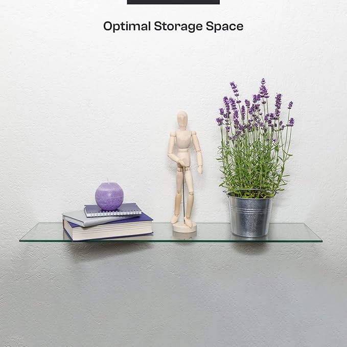 Fab Glass and Mirror Rectangle Floating Glass Shelve, 6