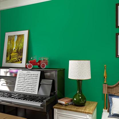 VEELIKE Shamrock Green Peel and Stick Wallpaper Green Contact Paper for Cabinets Shelf Drawers Liners Countertop Renter Friendly Self Adhesive Waterproof Stick on Wallpaper for Bedroom 15.7''x354''