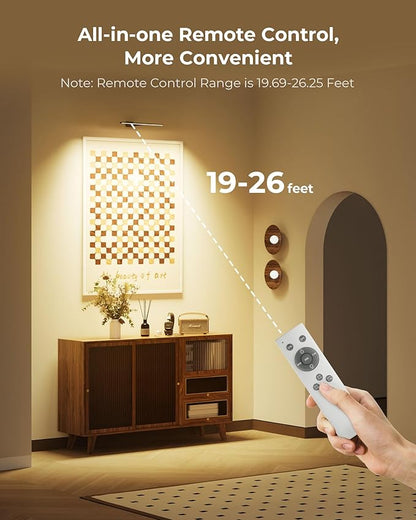 Picture Light for Wall Rechargeable Art Light with Remote, 3 Colors & 5 Brightness Levels, 12000mAh Battery Operated Lights for Pictures, Gallery, Bedroom, Hallway, Frame, Living Room (Black,1 Pack)