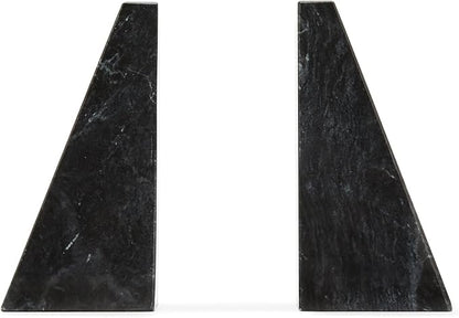 Fox Run Triangular 100% Natural Polished Black Marble Bookends 4 x 3 x 6 inches