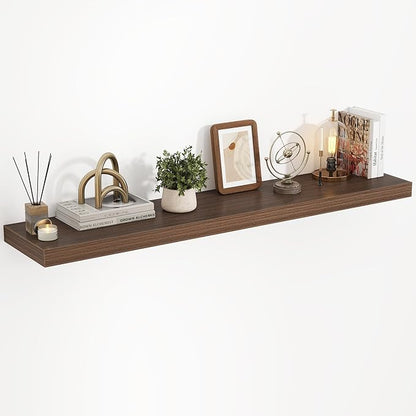 40 Inch Floating Shelves, 3D Textured Wood Grain, 40"x9.25"x1.5" Inch Deep Floating Shelves for Wall, Wooden Shelves for Bathroom, Bedroom, Living Room, Walnut, 1 Piece