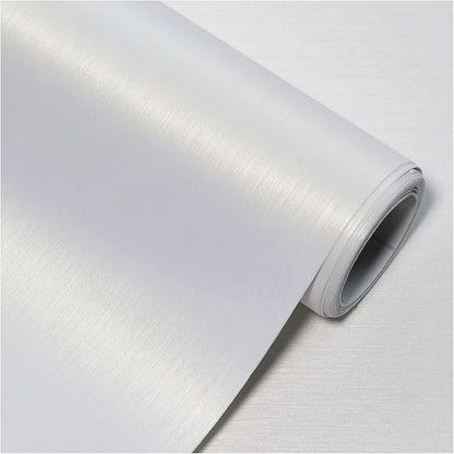 Pearl White Peel and Stick Wallpaper 15.7"×472" Metallic Textured Contact Paper Modern Waterproof Wallpapers Removable Self Adhesive Vinyl DIY Decor Wall Paper for Bedroom kitchen Cabinets Fridge